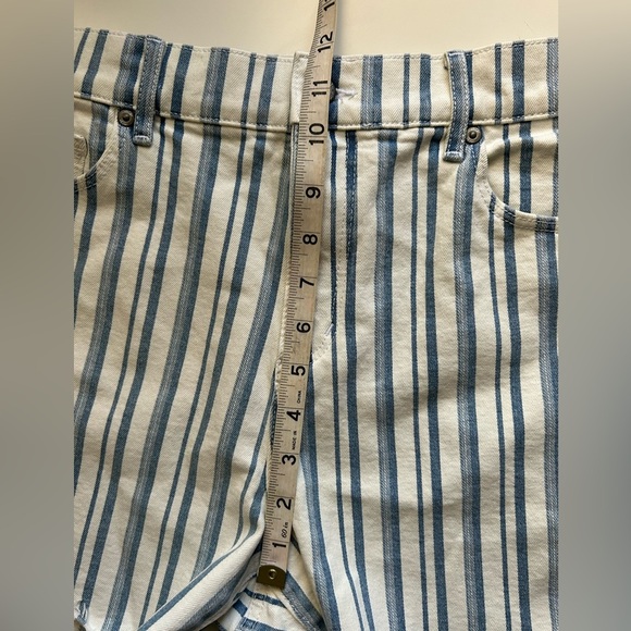 Loft Denim Cut Off Shorts Blue White Stripe Size 10 - Picture 9 of 10